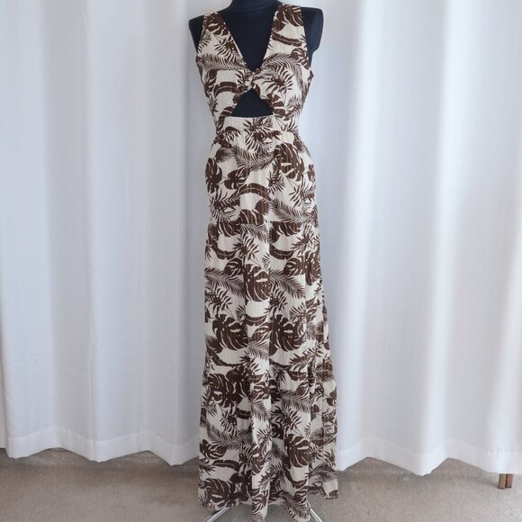 Venus Floral Cut-Out Cotton Maxi Dress Sz 10 - Picture 2 of 12